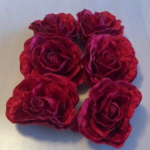 Elegant Set of Six Red Velvet Roses 6 for $20